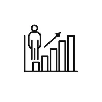 Population growth graph icon logo sign vector outline Stock Illustration