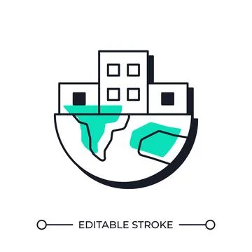 Population growth offset shadow line icon Stock Illustration