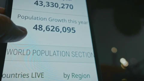 Population growth this year counter live on smartphone Stock Footage 288966151