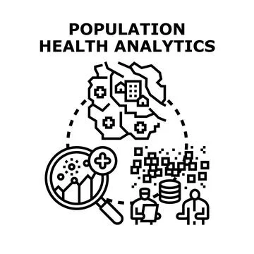 Population health analytics studying community medical data Stock Illustration