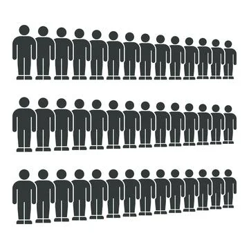 Population Infographic with Rows of Simplified Human Icons Stock Illustration