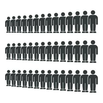Population Infographic with Rows of Simplified Human Icons Stock Illustration
