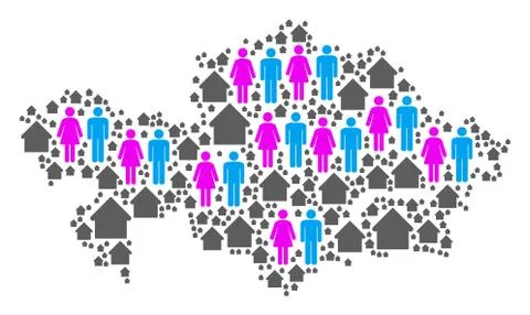 Population Kazakhstan Map Ilustración de archivo