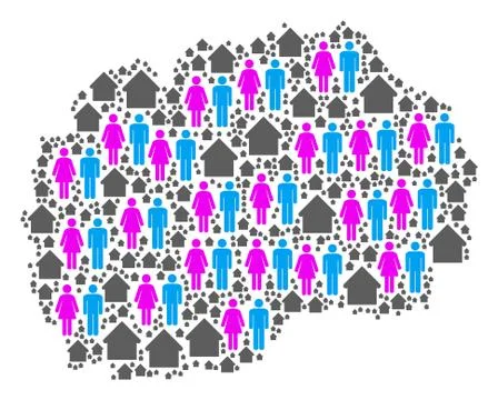 Population Makedonia Map Ilustración de archivo