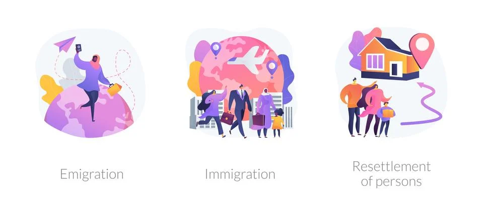 Population mobility, human migration abstract concept vector illustrations. Stock Illustration
