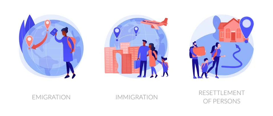 Population mobility, human migration abstract concept vector illustrations. Stock Illustration