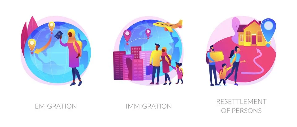 Population mobility, human migration abstract concept vector illustrations. Stock Illustration