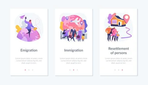Population mobility, human migration app interface template. Stock Illustration