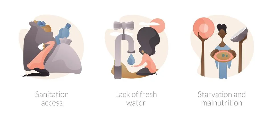 Population problems abstract concept vector illustrations. Illustrazione stock