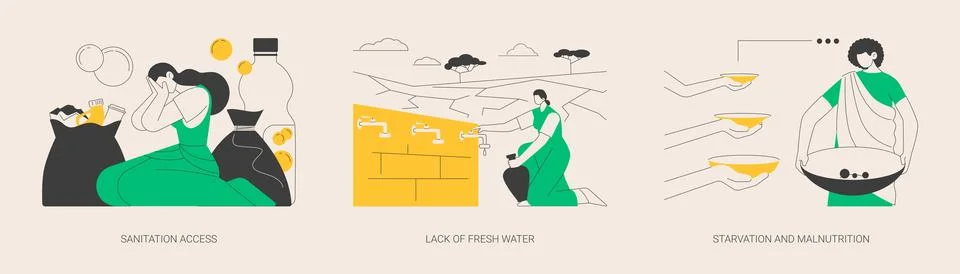 Population problems abstract concept vector illustrations. Stock Illustration