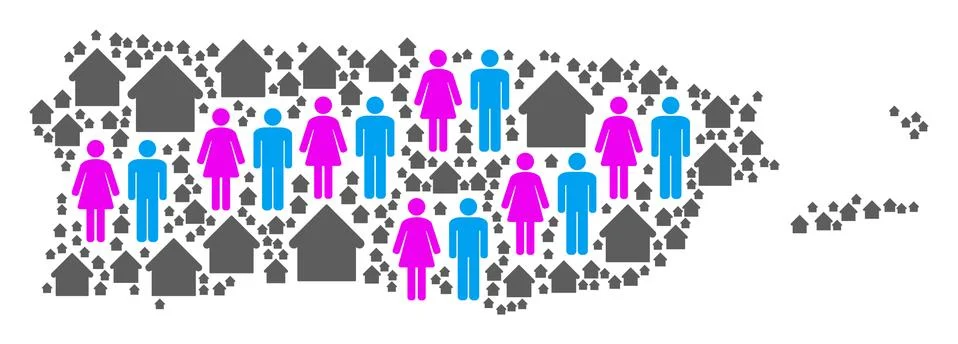 Population Puerto Rico Map Stock Illustration