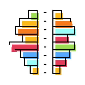 Population pyramid bar chart comparing demographic groups Stock Illustration