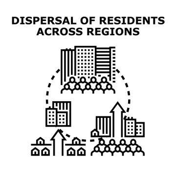 Population relocation across regions icon vector illustration Stock Illustration