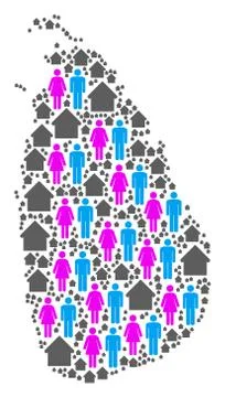 Population Sri Lanka Island Map Ilustración de archivo