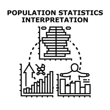 Population statistics interpretation concept presenting demography, birth rat Stock Illustration