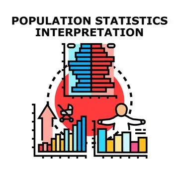 Population statistics interpretation concept presenting demographic data an.. Stock Illustration