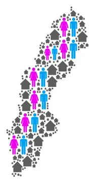 Population Sweden Map Ilustración de archivo