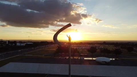 Pôr-do-sol no Memorial JK, Brasília, DF, Brasil Stock Footage 152840707