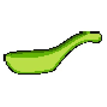 Porcelain ceramic soup spoon pixel art vector illustration Stock Illustration