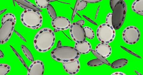 Porcelain Plates falling slow motion Video stock 251876228