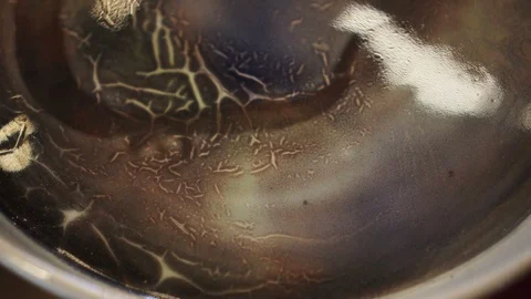 Porcelain pottery glazed texture technique close up video 4K Stock Footage 90907948