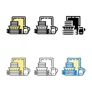 Porcelain tableware multipack color icon vector Stock Illustration