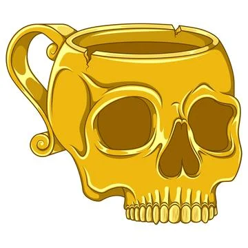 Porcelain tea cup in the shape of a human skull Illustrazione stock