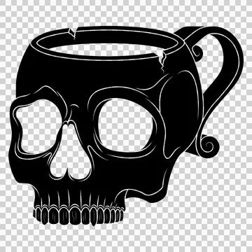 Porcelain tea cup in the shape of a human skull Illustrazione stock