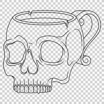 Porcelain tea cup in the shape of a human skull 스톡 일러스트