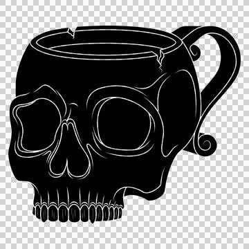 Porcelain tea cup in the shape of a human skull Illustrazione stock