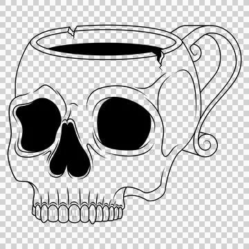 Porcelain tea cup in the shape of a human skull 스톡 일러스트
