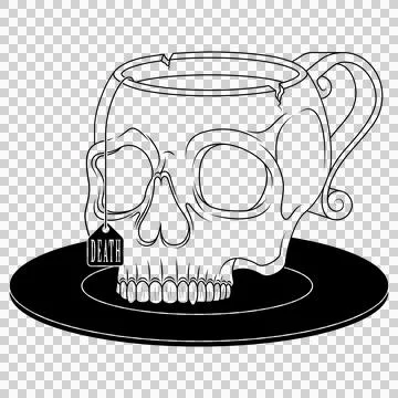 Porcelain tea cup in the shape of a human skull Stock Illustration
