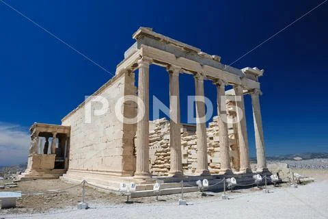 Porch of the Erechtheion wuth caryatids, Acropolis Stock Photos