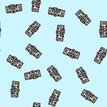 Porch steps mobile home vector seamless pattern Stock Illustration