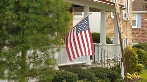 Porch USA Flag Stock Footage 48332254