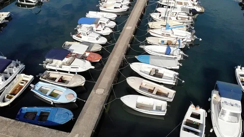 Porec harbor boats Video stock 104618477