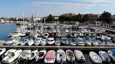 Porec harbor with boats Video stock 104618536