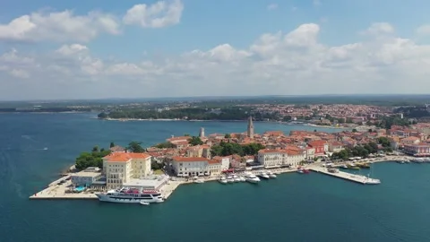 Porec town shot from Above Stock Footage 249989417