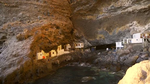 Poris de Candelaria inside the cave on the northwest coast of La Palma Stock Footage 138736521