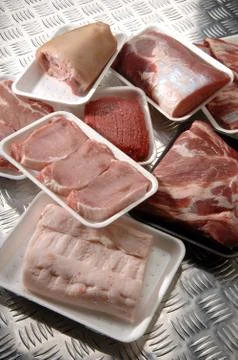 Pork and beef on the table Stock Photos