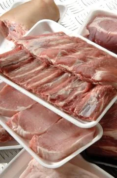 Pork and beef on the table Stock Photos