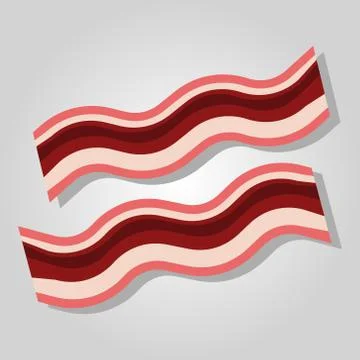 Pork bacon strips realistic flat vector illustration. Isolated. Stock Illustration