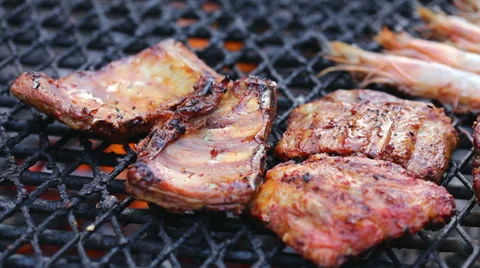 Pork Barbecue Stock Footage 36601378