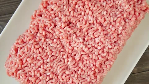Pork beef mince on a plate. Stock Footage 247643938