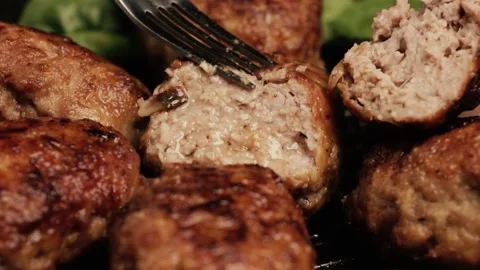 Pork, beef or chicken minced meat cutlets Stock Footage 239161503