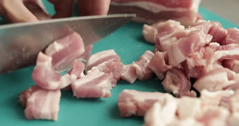 Pork belly chops close up Stock Footage 286347392