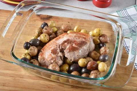 Pork Belly with tiny potatoes Stock Photos