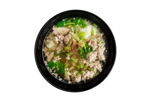 Pork boiled rice. Stock Photos