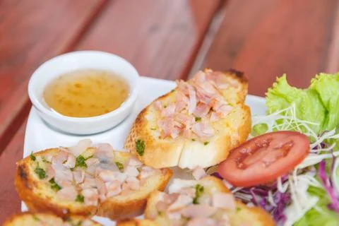 Pork bread thai snack Stock Photos