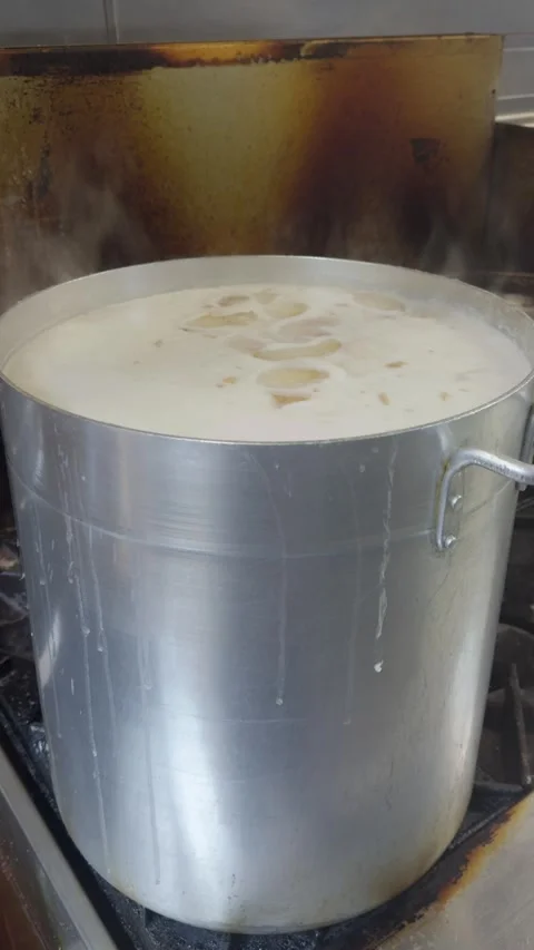 Pork broth boiling. Stock Footage 301742918